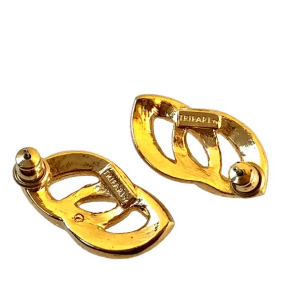 Trifari Vintage Earrings Red Enamel & Gold-tone Post - Picture 6 of 7